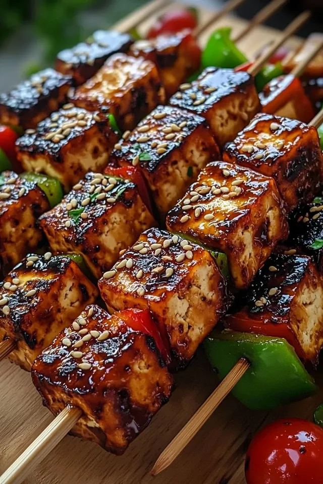 Knoblauch-Soja-Glasierte Tofu-Spieße: Ein Hochgenuss