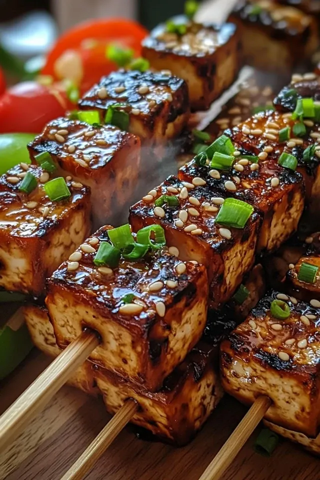 Knoblauch-Soja-Glasierte Tofu-Spieße für jede Gelegenheit