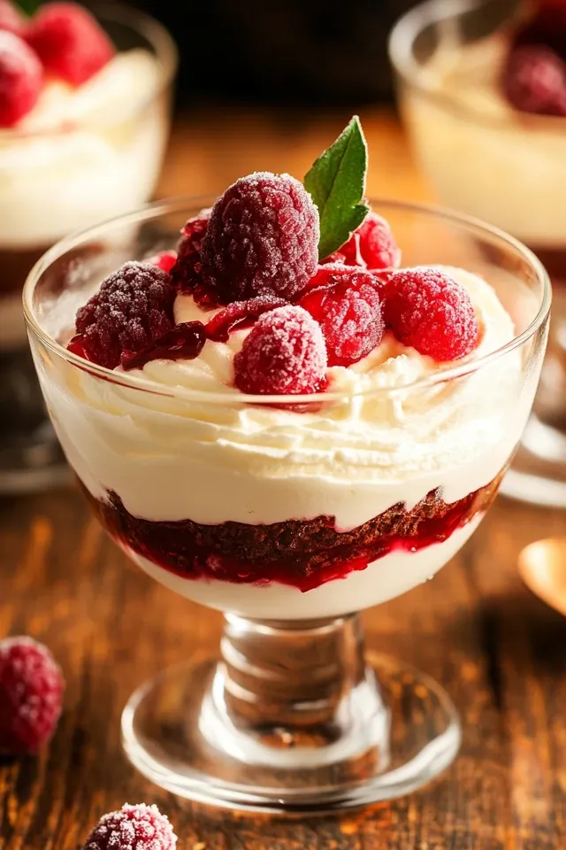 Cremiges Mascarpone Dessert im Glas mit Beeren