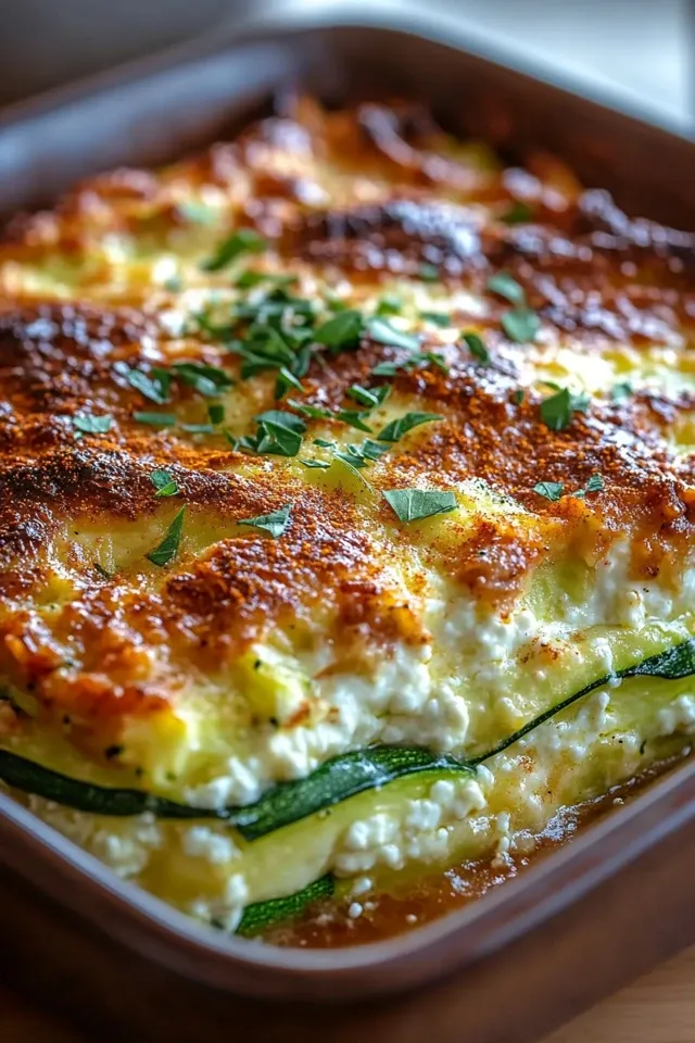 Gesunder Zucchini-Hüttenkäse-Auflauf für die ganze Familie
