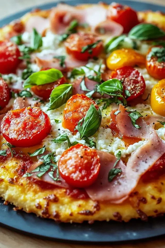 Verführerische Low Carb Pizza mit Körnigem Frischkäse