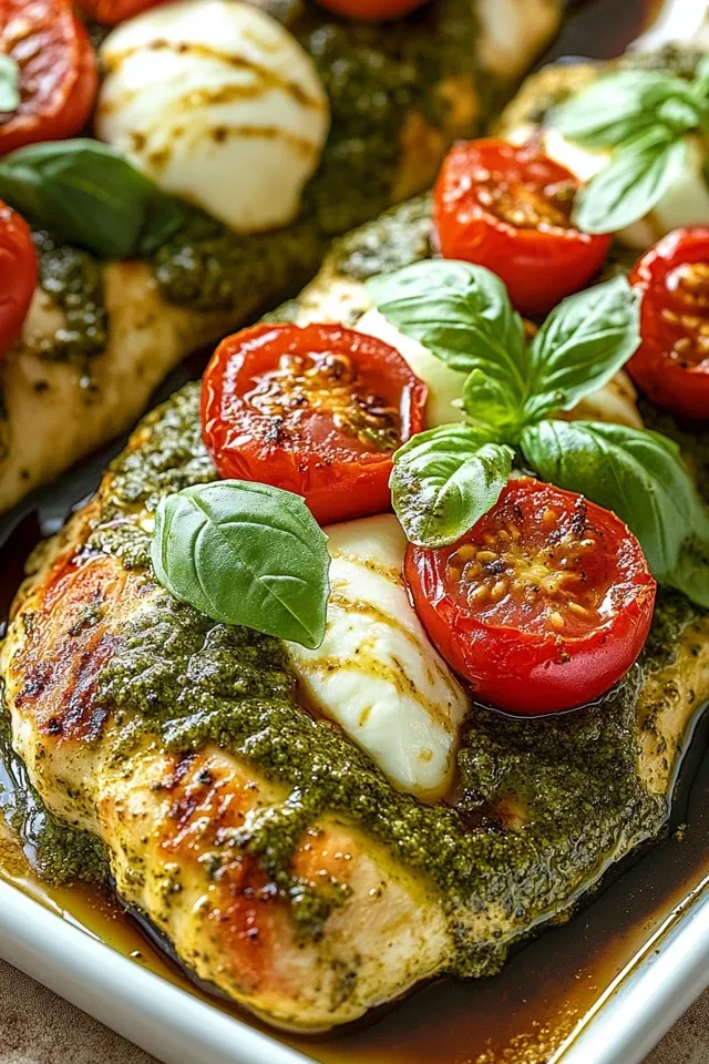 Backofen-Pesto-Caprese-Hühnchen für jeden Anlass