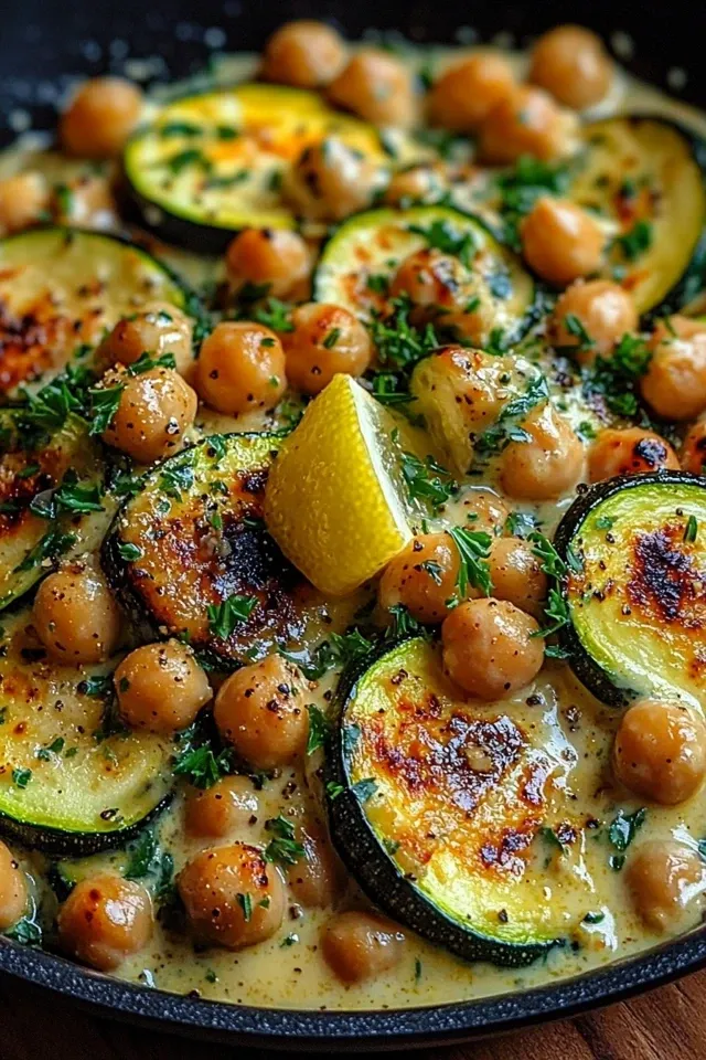 Cremige Kichererbsen-Zucchini-Pfanne für jeden Tag