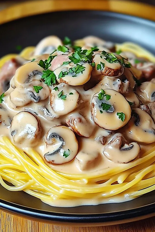 Cremige Spaghetti mit Champignon-Sahnesauce für Genussmoment!