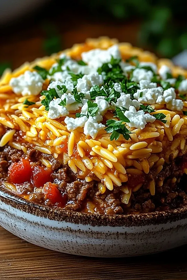 Griechischer Kritharaki-Hackauflauf mit Feta: Ein Genuss