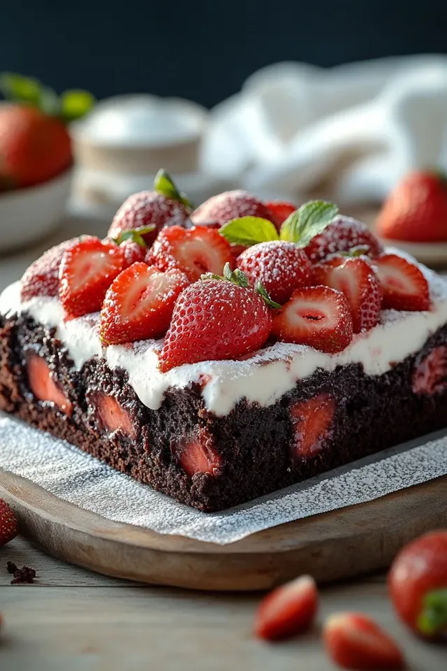 Erdbeer-Brownie-Kuchen für den Frühling