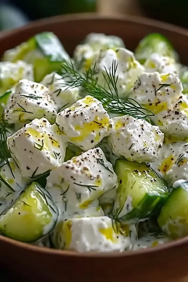 Mediterraner Gurken-Joghurt-Feta-Salat für jedes Grillbuffet