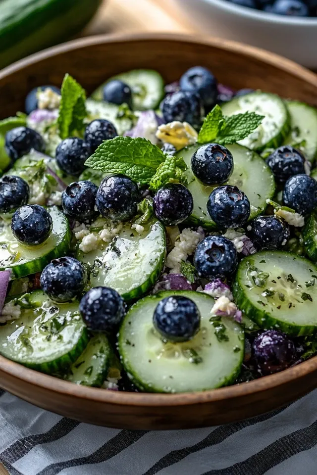 Frischer Gurken-Blaubeer-Salat für den Sommer