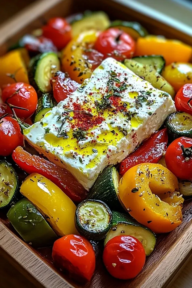 Gebackener Feta auf mediterranem Gemüse