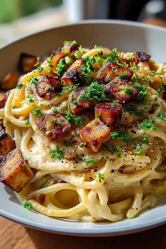 Vegane Geraeucherte Tofu Carbonara – Ein Genuss für alle Sinne