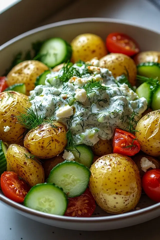 Griechische Kartoffel Bowl mit frischem Tzatziki – Rezept