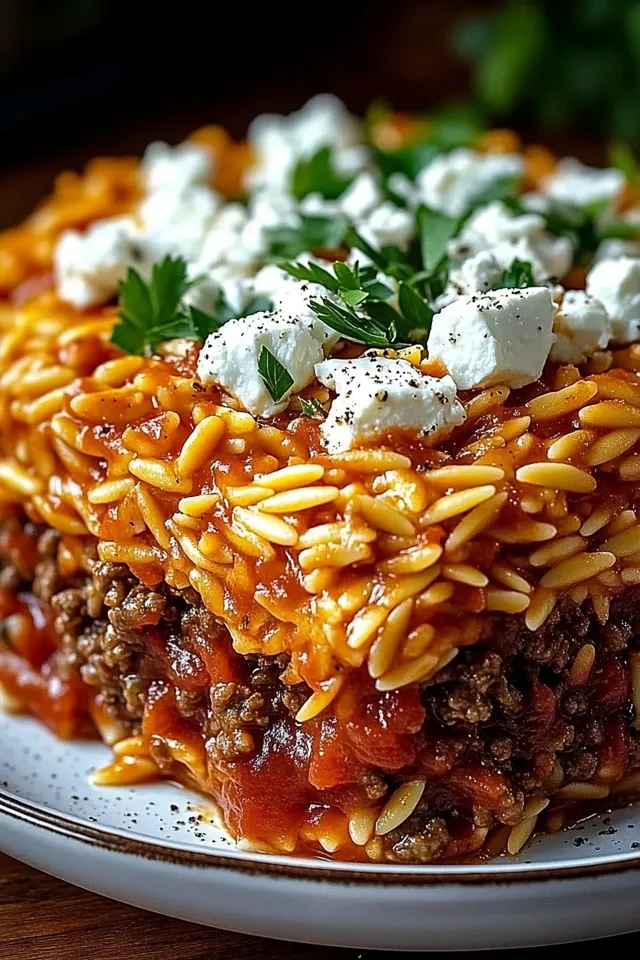 Griechischer Kritharaki-Hackauflauf mit Feta: Ein Genuss