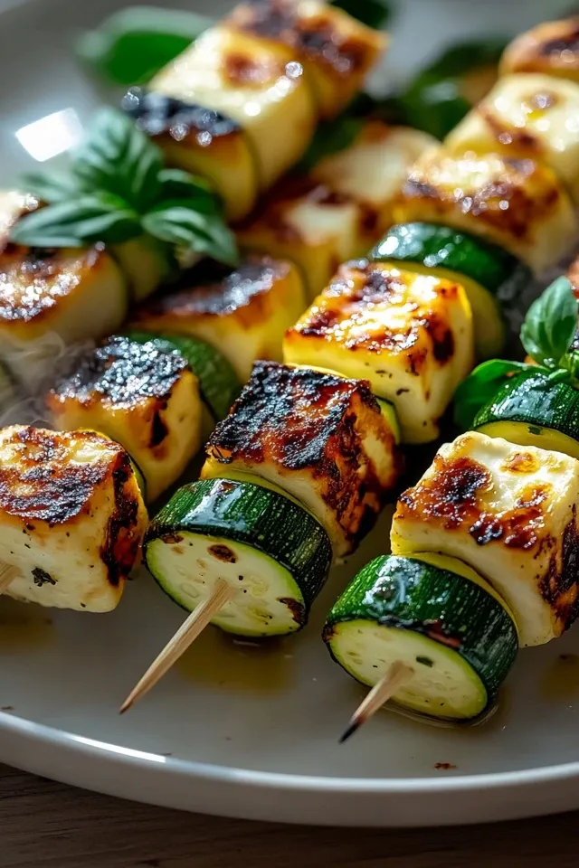 Vegetarische Halloumi Zucchini Spieße: Sommerlich & Lecker