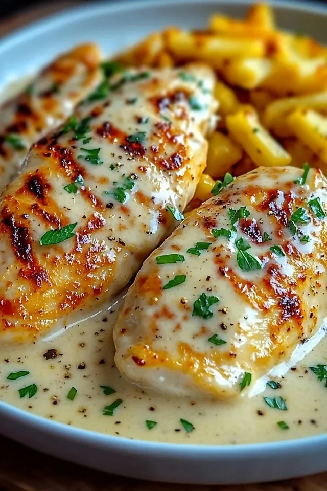 Hähnchenfilet in cremiger Knoblauch-Parmesan-Sauce