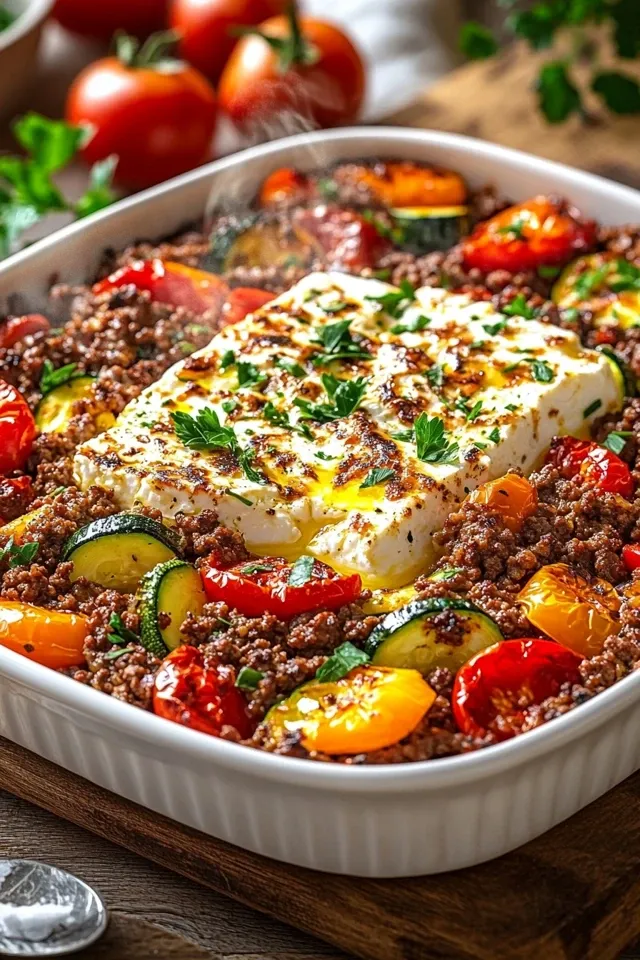 Ofen-Feta mit Gemüse und Hack: Ein köstliches Rezept
