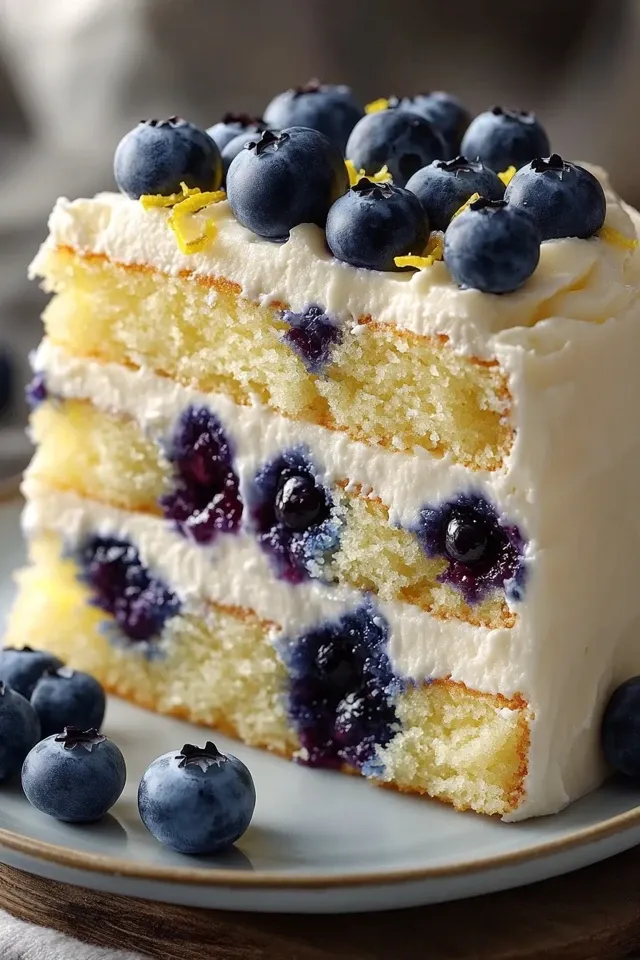 Saftige Zitronen-Blaubeer Schichttorte mit Frischkäsefrosting