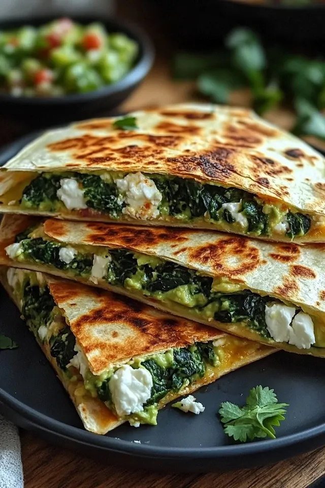 Frische Spinat-Feta-Quesadillas für jeden Anlass